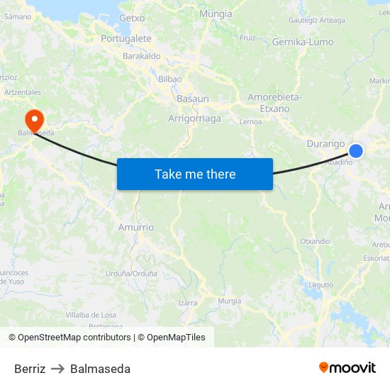 Berriz to Balmaseda map