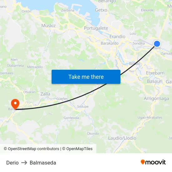Derio to Balmaseda map