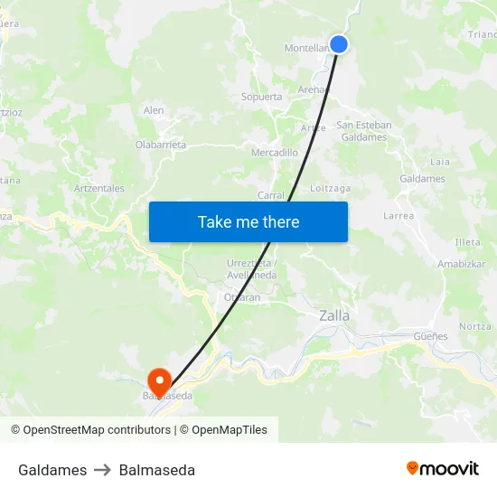 Galdames to Balmaseda map
