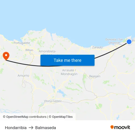 Hondarribia to Balmaseda map