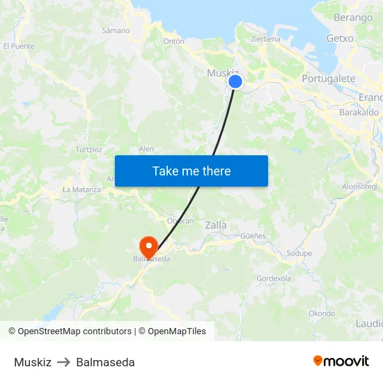 Muskiz to Balmaseda map
