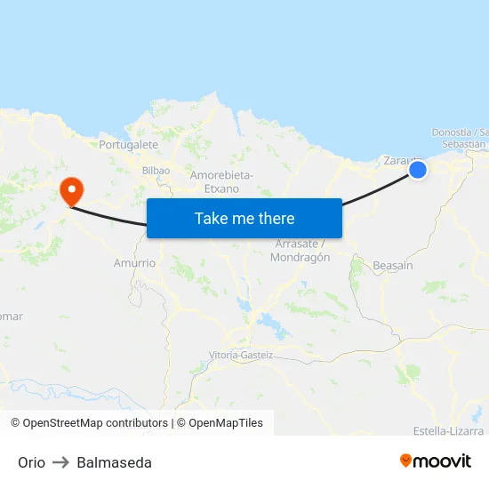 Orio to Balmaseda map