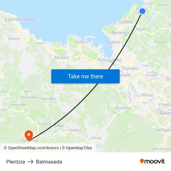Plentzia to Balmaseda map