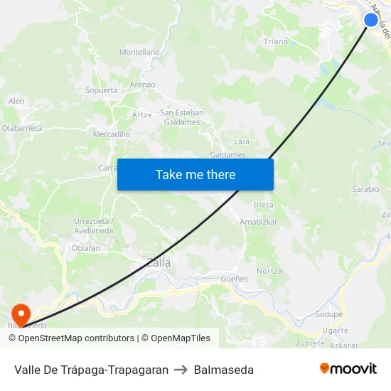 Valle De Trápaga-Trapagaran to Balmaseda map