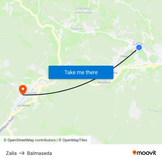Zalla to Balmaseda map