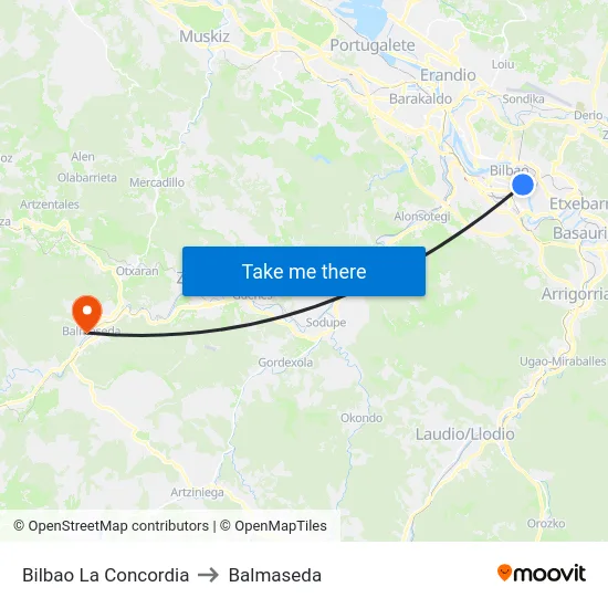 Bilbao La Concordia to Balmaseda map
