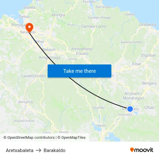 Aretxabaleta to Barakaldo map