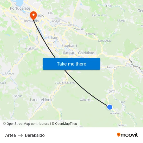 Artea to Barakaldo map