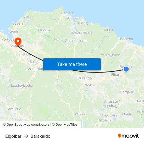 Elgoibar to Barakaldo map