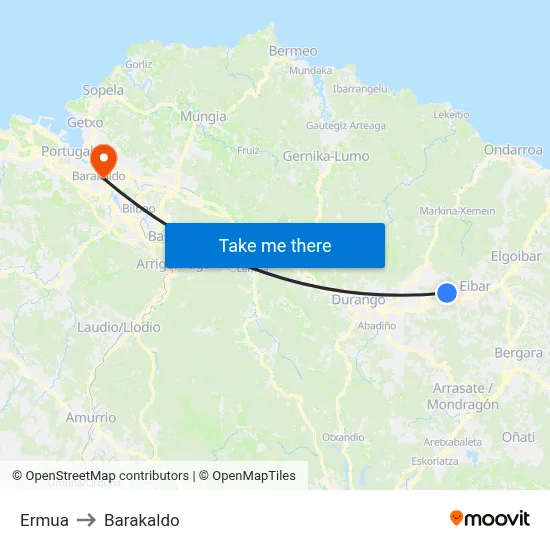 Ermua to Barakaldo map