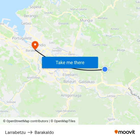 Larrabetzu to Barakaldo map