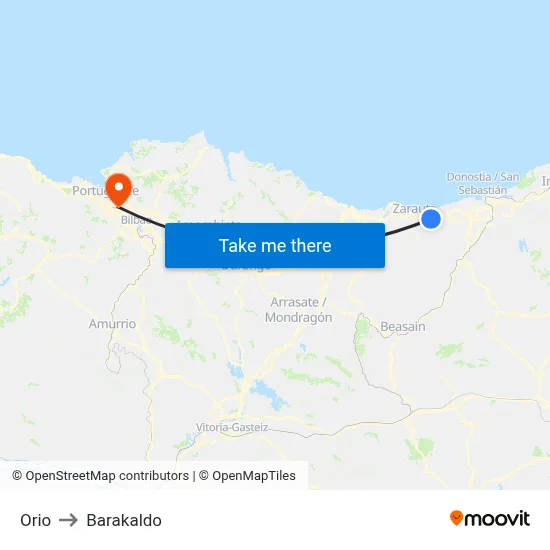 Orio to Barakaldo map