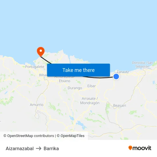 Aizarnazabal to Barrika map