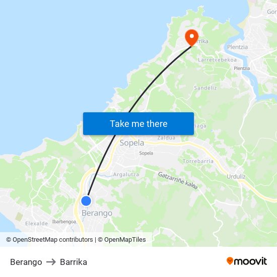 Berango to Barrika map