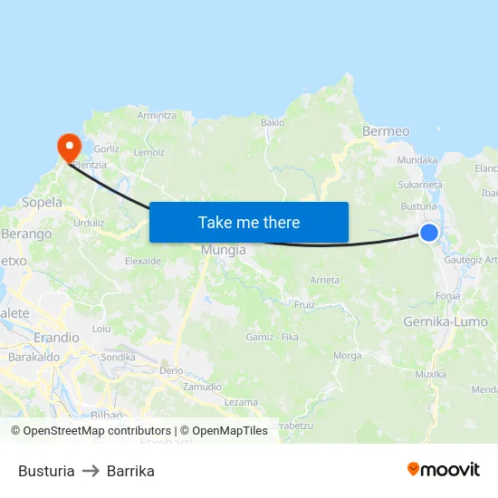Busturia to Barrika map