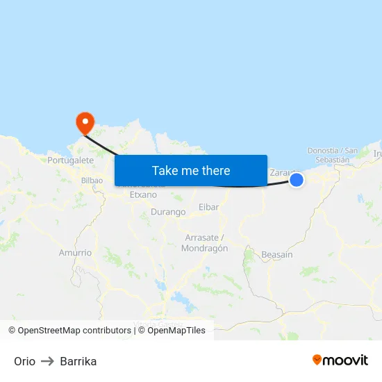 Orio to Barrika map