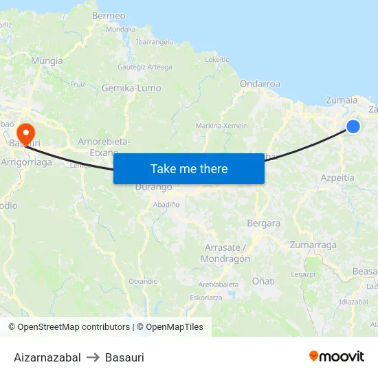 Aizarnazabal to Basauri map