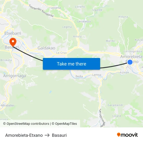Amorebieta-Etxano to Basauri map