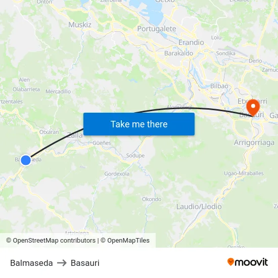 Balmaseda to Basauri map
