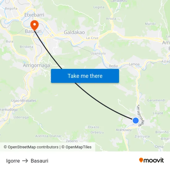 Igorre to Basauri map
