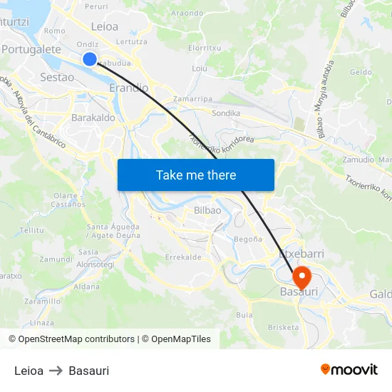 Leioa to Basauri map