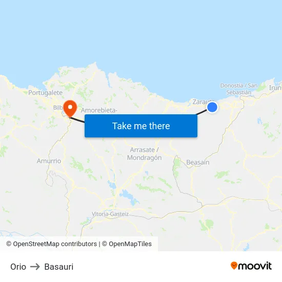Orio to Basauri map