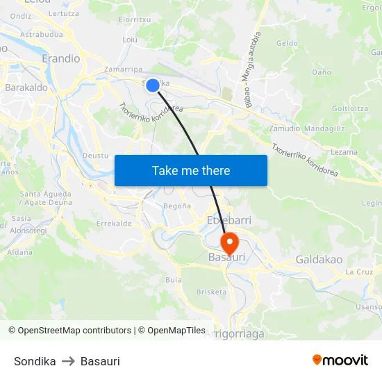 Sondika to Basauri map