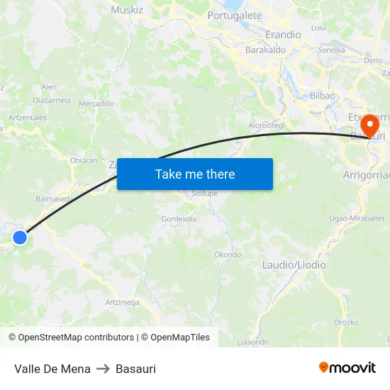 Valle De Mena to Basauri map