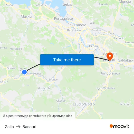Zalla to Basauri map