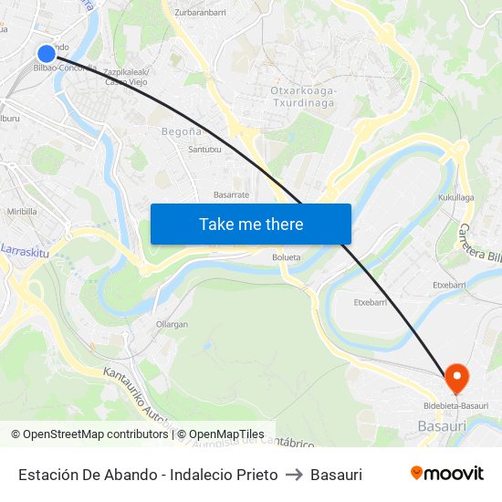 Estación De Abando - Indalecio Prieto to Basauri map