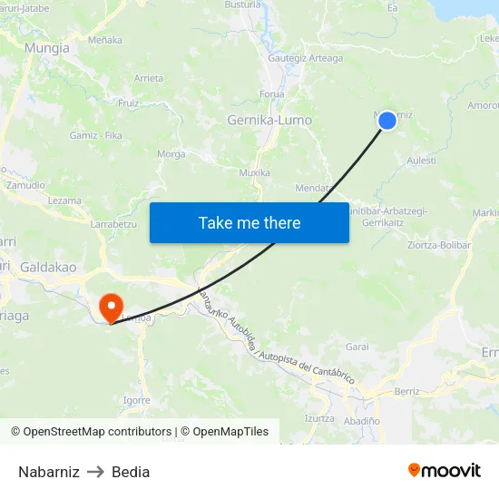 Nabarniz to Bedia map