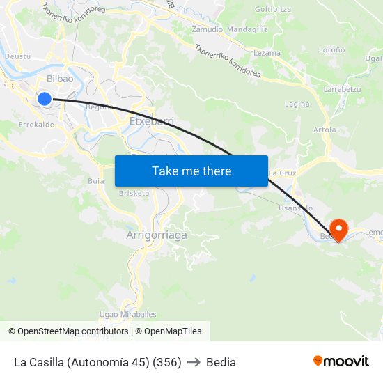La Casilla (Autonomía 45) (356) to Bedia map