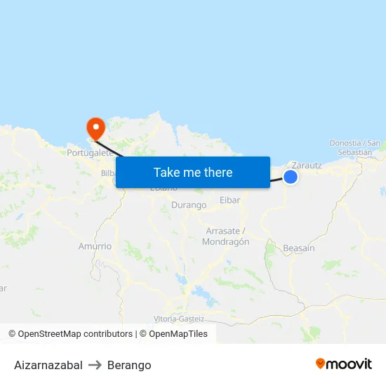 Aizarnazabal to Berango map