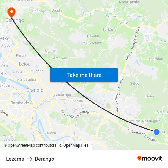 Lezama to Berango map