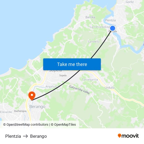 Plentzia to Berango map