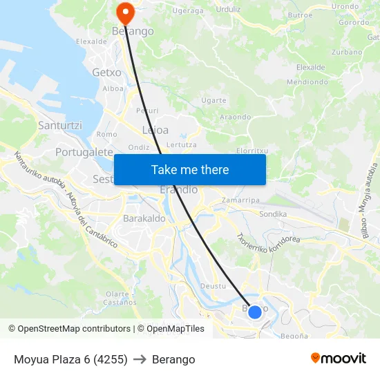 Moyua Plaza 6 (4255) to Berango map