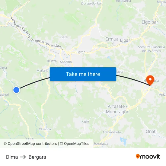 Dima to Bergara map