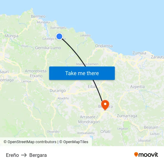 Ereño to Bergara map