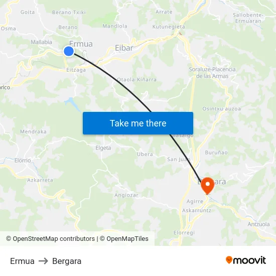 Ermua to Bergara map