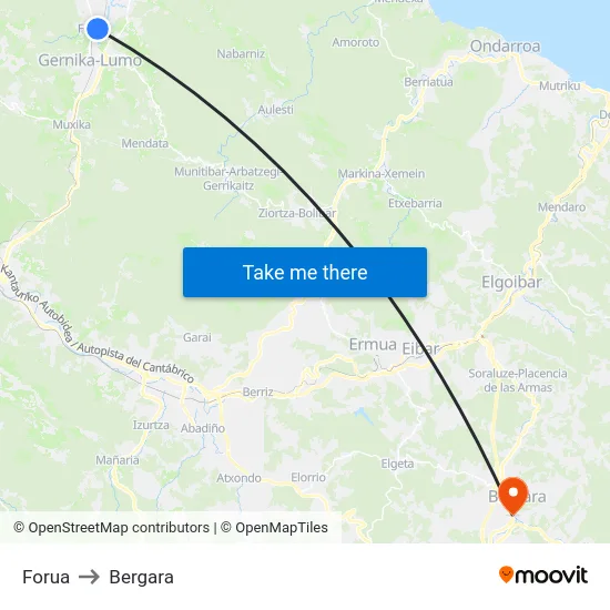 Forua to Bergara map