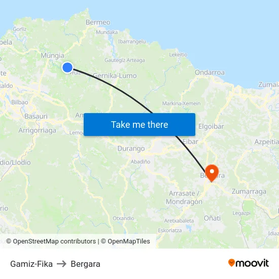 Gamiz-Fika to Bergara map