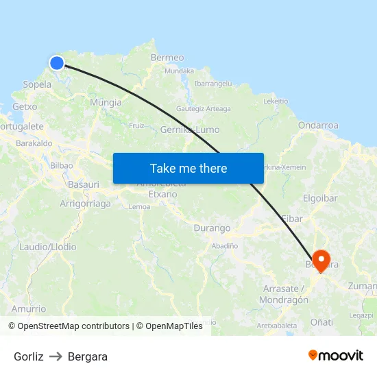 Gorliz to Bergara map