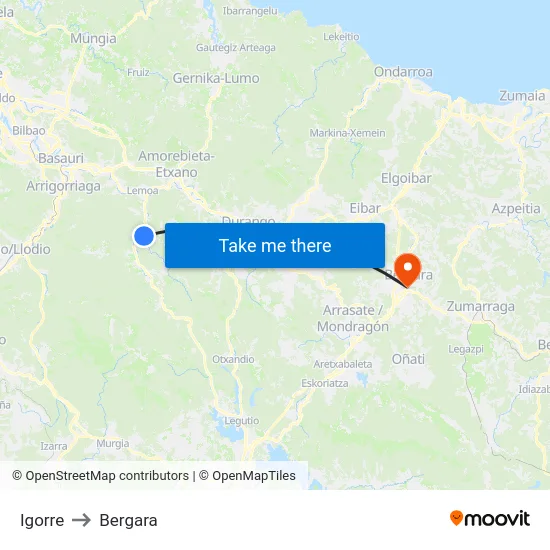 Igorre to Bergara map
