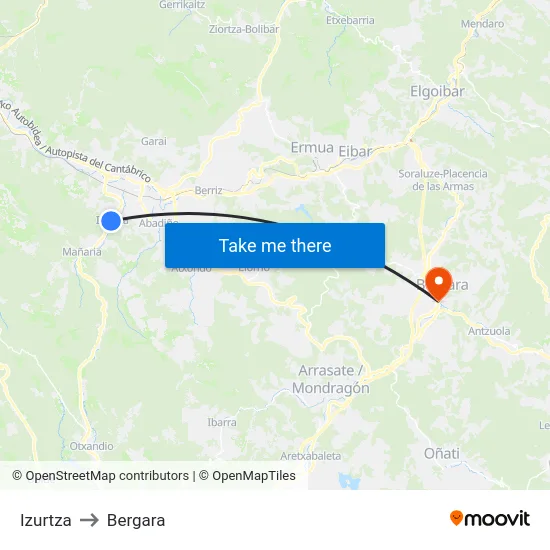 Izurtza to Bergara map