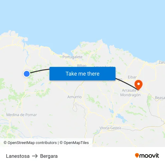 Lanestosa to Bergara map