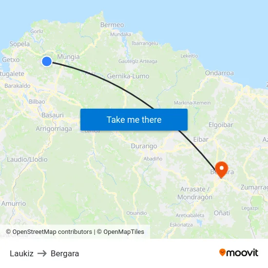 Laukiz to Bergara map