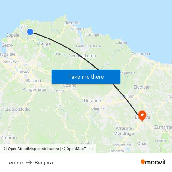 Lemoiz to Bergara map