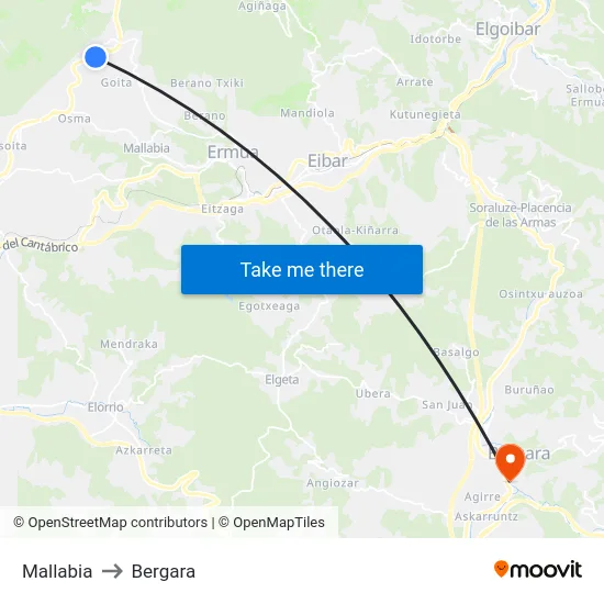 Mallabia to Bergara map
