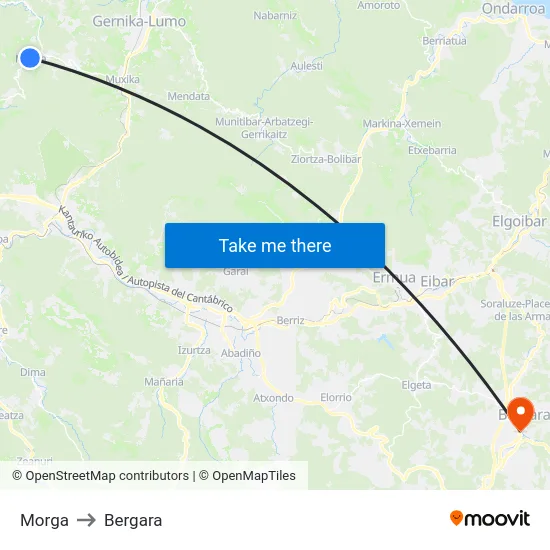 Morga to Bergara map