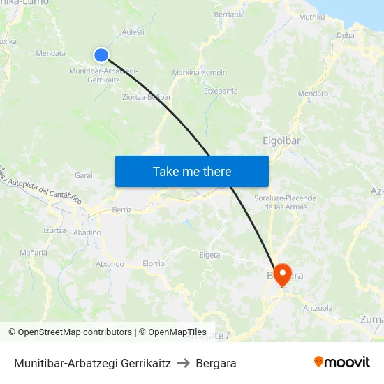Munitibar-Arbatzegi Gerrikaitz to Bergara map
